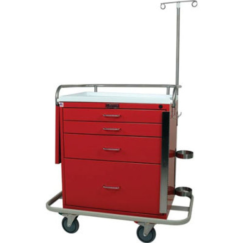 Harloff Classic Short Four Drawer Emergency Crash Cart Specialty Package, Navy - 6301