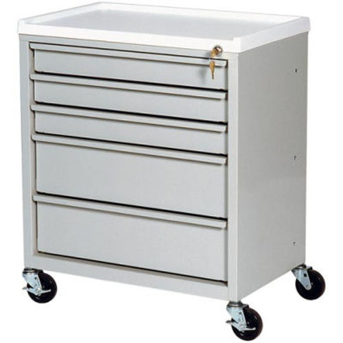 Harloff Compact Economy Treatment Cart with Five Drawers, Light Gray - ETC-5