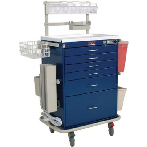 Harloff Six Drawer Anesthesia Cart, Electronic Pushbutton Lock, Deluxe Package, Sand - 7456E