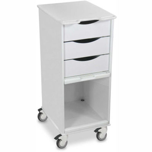 TrippNT-Core SP Space Saving Lab Cart with Clear Sliding Door, 15"W x 19"D x 35"H, White