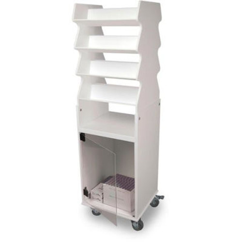 TrippNT-White Tall Slanted Suture Cart with Bulk Storage Area, Clear Acrylic Door