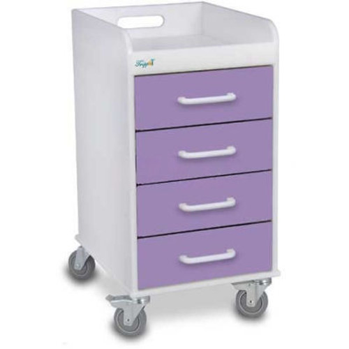 TrippNT-51083 Compact 4 Drawer Locking Medical Cart, Gum Drop Purple, 14"W x 19"D x 27"H TrippNT-51083 Compact 4 Drawer Locking Medical Cart, Gum Drop Purple, 14"W x 19"D x 27"H
