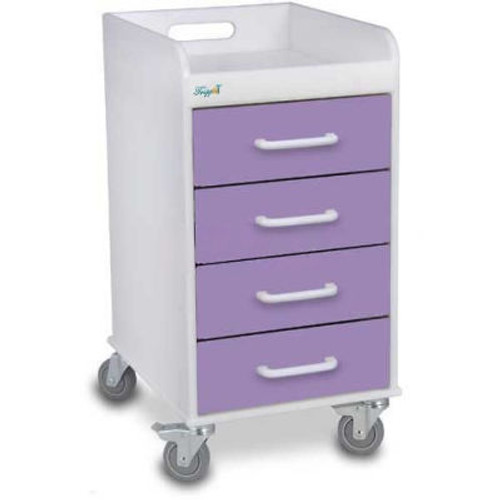 TrippNT-51083 Compact 4 Drawer Locking Medical Cart, Gum Drop Purple, 14"W x 19"D x 27"H