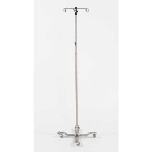 Blickman 8890SS-4 Stainless Steel IV Stand with 4-Leg Base, 4-Hook, 66"-100" Height