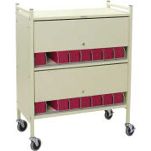 Omnimed® Standard Vertical Cabinet Chart Rack with Locking Panel, 16 Binder Capacity, Woodgrain