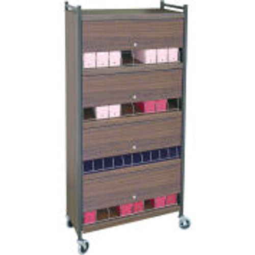 Omnimed® Standard Vertical Cabinet Chart Rack with Locking Panel, 32 Binder Capacity, Woodgrain