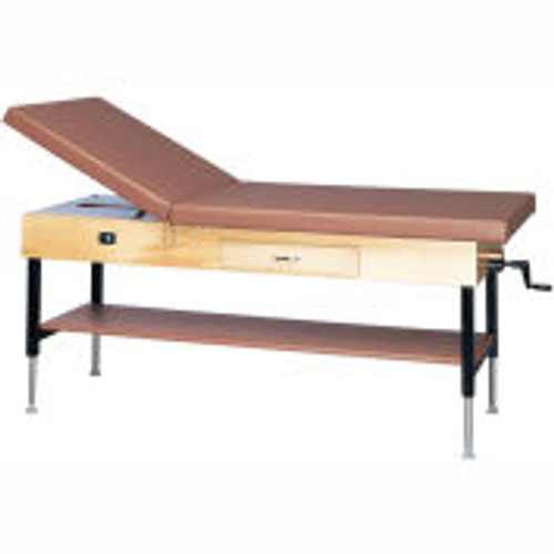 Manual Hi-Low Upholstered Treatment Table with Shelf and Drawer, 78 "L x 30 "W x 25 " - 33 "H