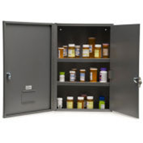 Graham-Field 3008 Narcotic Safe, Double Door with Key Lock, 16 "W x 8 "D x 24 "H, Gray