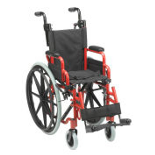 Drive Medical WB1200-2GFR Wallaby Pediatric Folding Wheelchair, 12 " Seat, Red