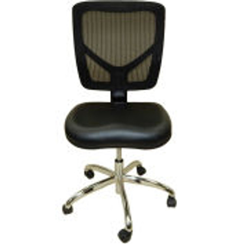 ShopSol Dental Lab Chair with Vinyl Seat and Mesh Backrest, Black