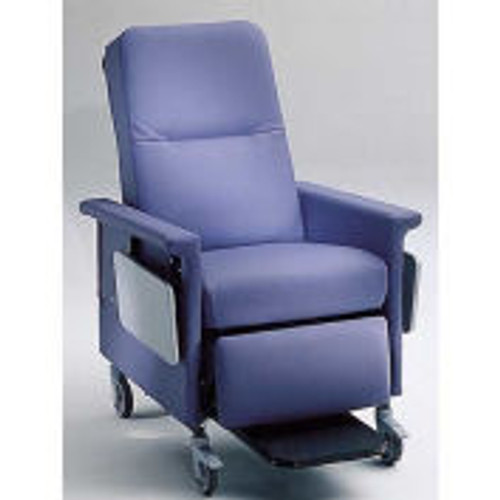 NK Medical Recliner, 5 " Casters, Push Bar & Side Table, Colonial Blue