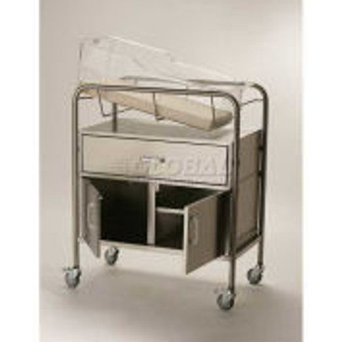 NK Medical Bassinet with Drawer and Cabinet NB-SSxDC, 31 "L x 17-1/2 "W x 37-3/4 "H, Stainless Steel