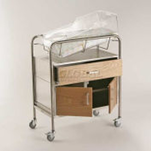 NK Medical Bassinet with Wood Front and Drawer & Cabinet NB-WFxDC, 31 "L x 17-1/2 "W x 37-3/4 "H