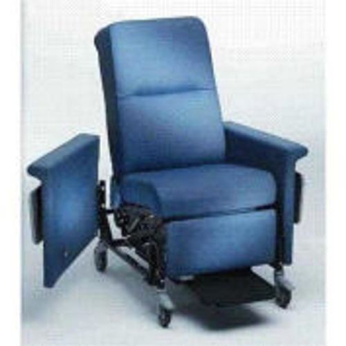 NK Medical Recliner with Swing Arms, 5 " Casters, Push Bar & Side Table, Natural