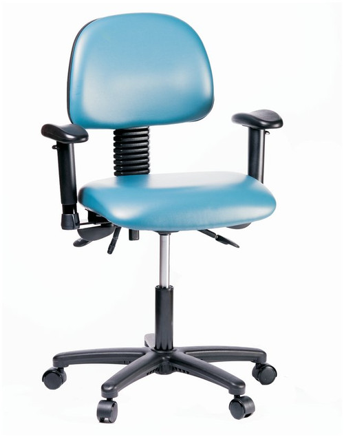 Fisherbrand™ Vinyl Chair - Desk Height with Adjustable Arms and Casters in Grade B Vinyl