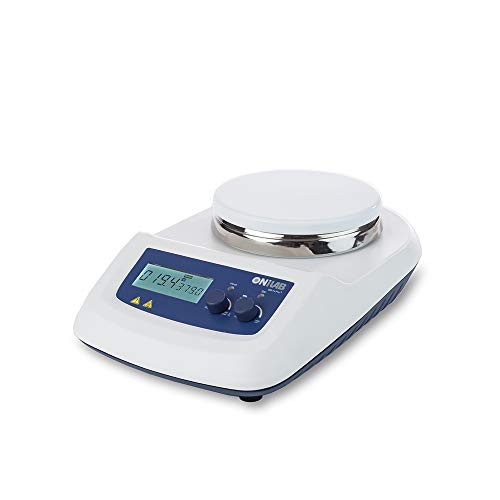ONiLAB 5 inch LCD Digital Hotplate Magnetic Stirrer Hot Plate with Ceramic Coated Lab Hotplate 340?äâ Stir Plate, Magnetic Mixer 20L Stirring Capacity 100-1500rpm, Stirring Bar Included, White/Dark Blue