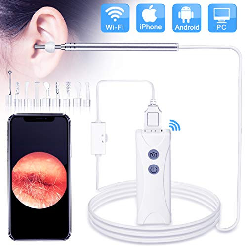 WiFi Otoscope with Light, OVIFM 3.9mm HD 1080P Ear Cleaning Endoscope Inspection Camera Wireless Pro Ear Scope Cleaner with Phone Holder and Ear Wax Removal Tool for iPhone/Android/PC/Tablet