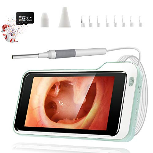 Kolaura Digital Otoscope with 5 Inch Screen, 3.9mm Ear Camera with 6 LED Lights, Ear Wax Removal Tool, Ear Scope Otoscope Supports Photo Snap and Video and 32GB Card