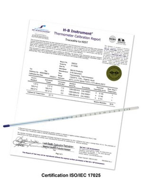 B60780-0000 - ?ó?Ç£38 to 2?ï?íC - Durac?é Plus?ó?Ç? Individually Calibrated ASTM Liquid-in-Glass Thermometers, Organic Liquid Fill, H-B Instrument - Case of 3 (405 mm)