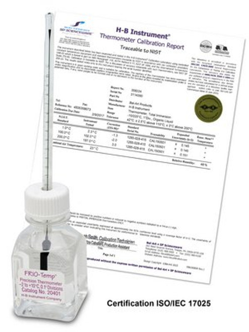 B60200-1500 -50 to 200?é??C -Frio-Temp?é Oven Verification Thermometers with Individual Calibration Report - Traceable to Nist, H-B Instrument - Case of 3