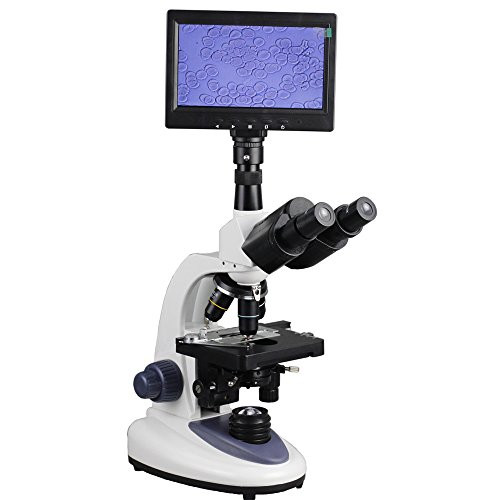 Binocular Compound Microscope 40X-1600X Magnification Double Layer Mechanical Stage LED Illumination w/Intensity Control with 7 Inch LCD Screen for Blood Detection Mites Aquaculture Instrument