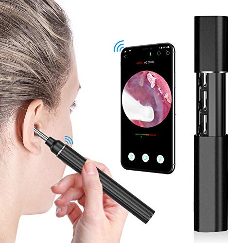 Ear Wax Removal Otoscope, 1080P FHD WiFi Smart Ear Endoscope with Ear Spoon Storage Box 3.9MM Ear Scope Ear Pick Cleaner with 6-LED Light Earwax Removal Tool for Smartphone/Tablet