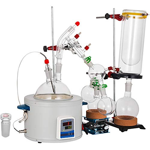 VEVOR 2L Distillation Apparatus Max.380??C??îShort Path Distillation with Cold Trap??îHeating Mantle Short Path Distillation Kit??îLab Distillation Glassware Apparatus??ê2L??ë