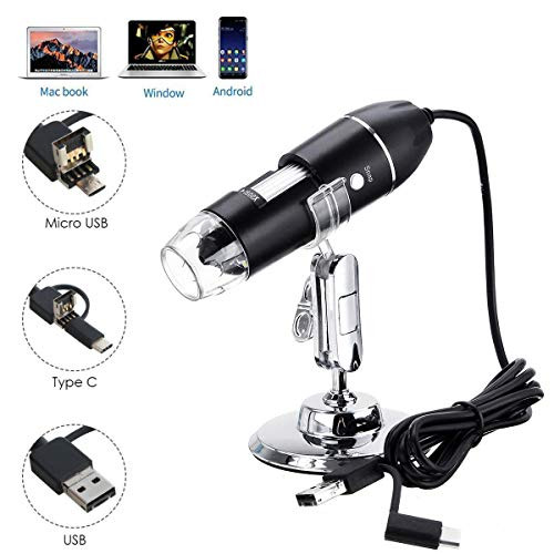 USB Digital Microscope, JUN-L 3 in 1 Handheld 50X-1000X Magnification Endoscope, 8 LED Mini Video Camera for Windows 7/8/10 Mac Linux Android