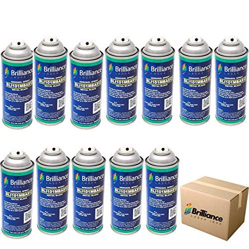 Pack of 12 - BLI101-12 Oz - Aerosol Black Laser Ink for Metals Marking - CO2 Laser - Fiber Laser - YAG, 100% Satisfaction Guarantee, Durable, Permanent, High Contrast, Brilliance Laser Inks