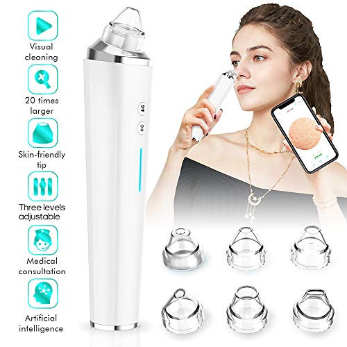Blackhead Remover Vacuum, 20X Microscope fuction and WiFi Linked Display Skin Beauty Instrument with 6 Replaceable Probes