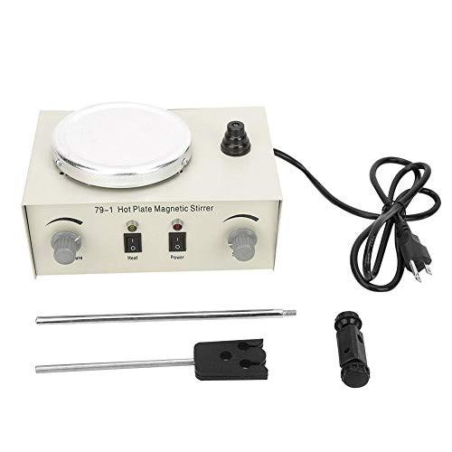 Magnetic Stirrer Lab Home Steady Aluminum Alloy Hot Plate Speed Adjusting Temperature Control Knob Mixer for Heating or Blending Liquid US Plug 110V