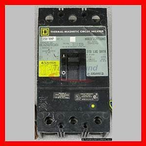 Square D KHL3625025DC1616 Breaker, 250 Amp, UVR, Aux Sw, Used