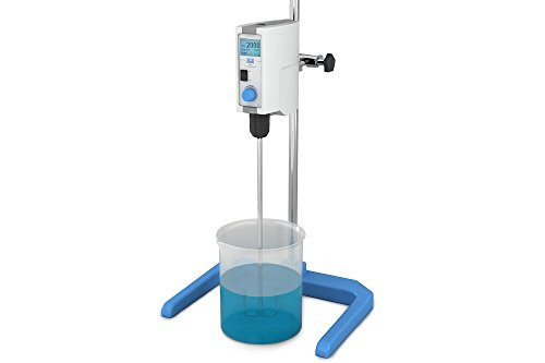 VELP Scientific SA201A0155 DLS Overhead Stirrer System with Support Rod + Double Clamp + Stirring Shaft with Propeller-Timer, 2000 RPM, 25 L H2O, Medium Viscosity-80-260V/50-60 Hz (Pack of 4)