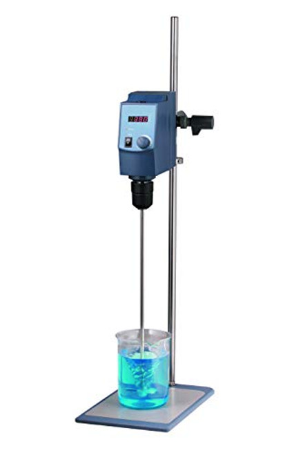 MeterTo LED Digital Enhanced Overhead Stirrer, Max.Stirring 20L, DC Motor Speed 50-2200rpm, Viscosity 10000mPas, Torque: 40Ncm, Power 70W with Stand and Crossed Stirrer