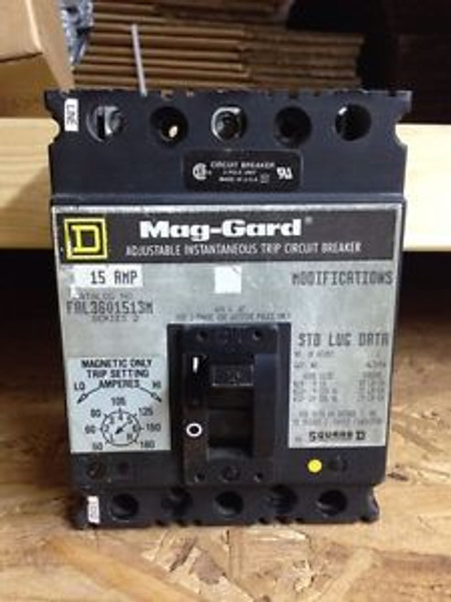 FAL3601513M  Square D  Breaker 15 Amps 600 Volts 3 Pole