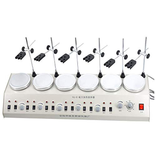 BAOSHISHAN 6 Heads Asynchronous Thermostatic Magnetic Stirrer 0-2000rpm Adjustable Hotplate Mixer RT-100?äâ 110V/220V