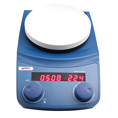 Four E's LED Digital Magnetic Stirrer with Timer,50-1500RPM,5.3" Ceramic Coated Plate-US Plug