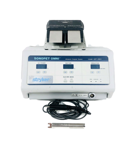 Stryker SonoPet Omni Ultrasonic Surgical System w/Handpiece &Footswitch UST-2001