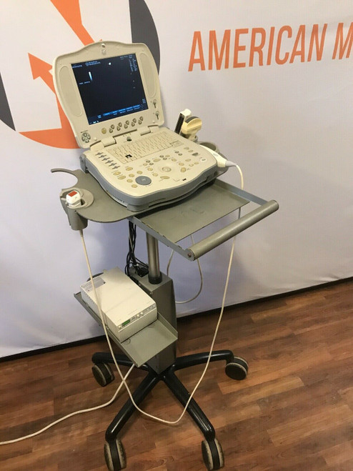 GE Logiq Book XP Compact Ultrasound System w/ 2 probes and stand