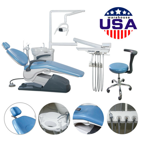 FDA Dental Chair 110v Computer Controlled Thermostatic & stool sky blue color