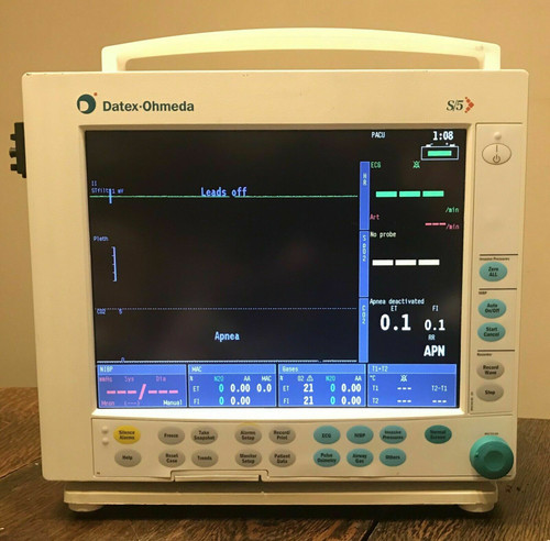 Datex Ohmeda S/5 Compact Anesthesia Monitor M-Caiov Agent Mnestpr Patient Ready