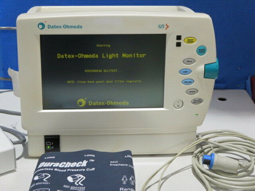 Ge Datex Ohmeda S/5 Light Multiparameter Monitor With Patient Cables S5