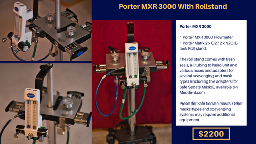 Porter Mxr 3000 Dental Flowmeter With Rollstand
