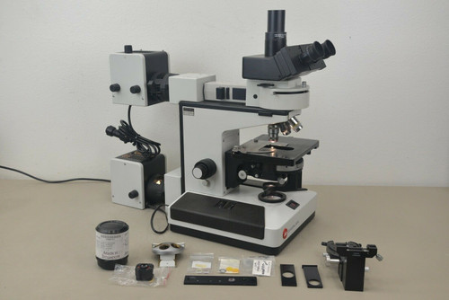 Leitz Diaplan Fluorescent Microscope 3 Objectives W/ Accessories