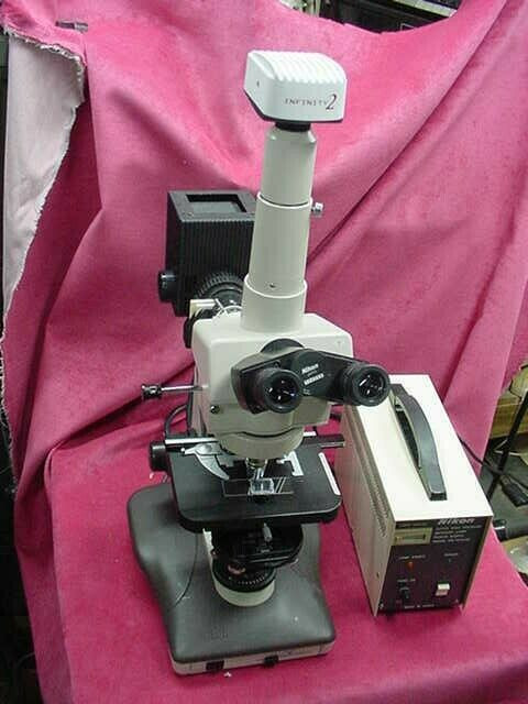 Nikon Labophot 5 Head Phase Contrast Microscope, Camera, Power Supply & Extras