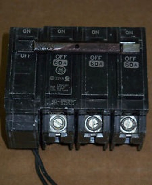 GE THHQB 3 pole 60 amp 240v 22k THHQB32060ST1 Shunt Circuit Breaker Short Wire