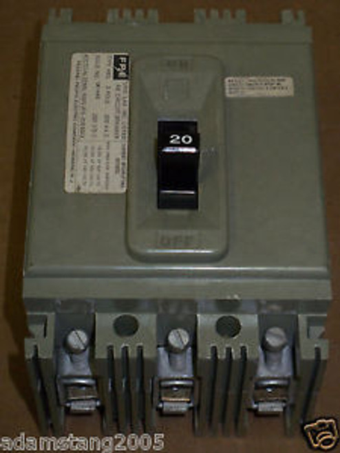 Federal Pacific HEG 3 pole 20 amp 600v HEG631020 Circuit Breaker FPE