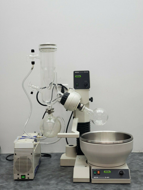 Buchi R-114 Rotary Evaporator W/ Buchi B-480 Water Bath+ Glassware + Fisher Pump