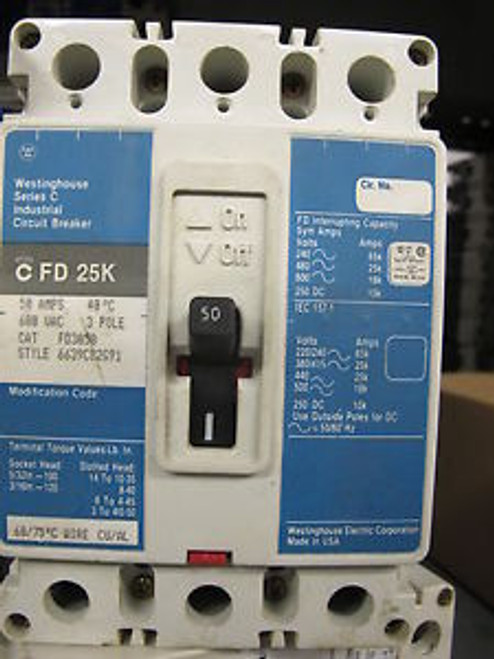 Westinghouse FD3050 Circuit Breaker, Blue Label