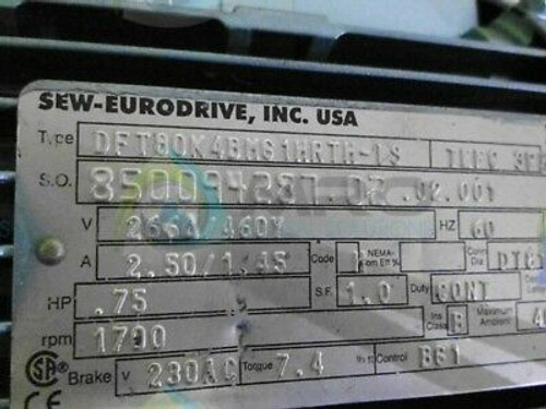 Sew-Eurodrive Dft80K4Bmg1Hrth-1S Motor  New No Box